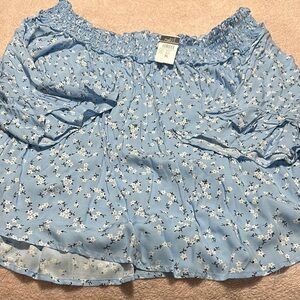 Floral Blue Smocked Skirt